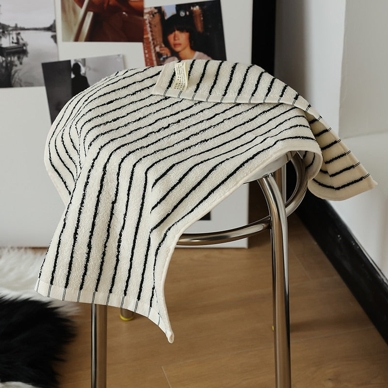 Retro Black & White Striped Towel