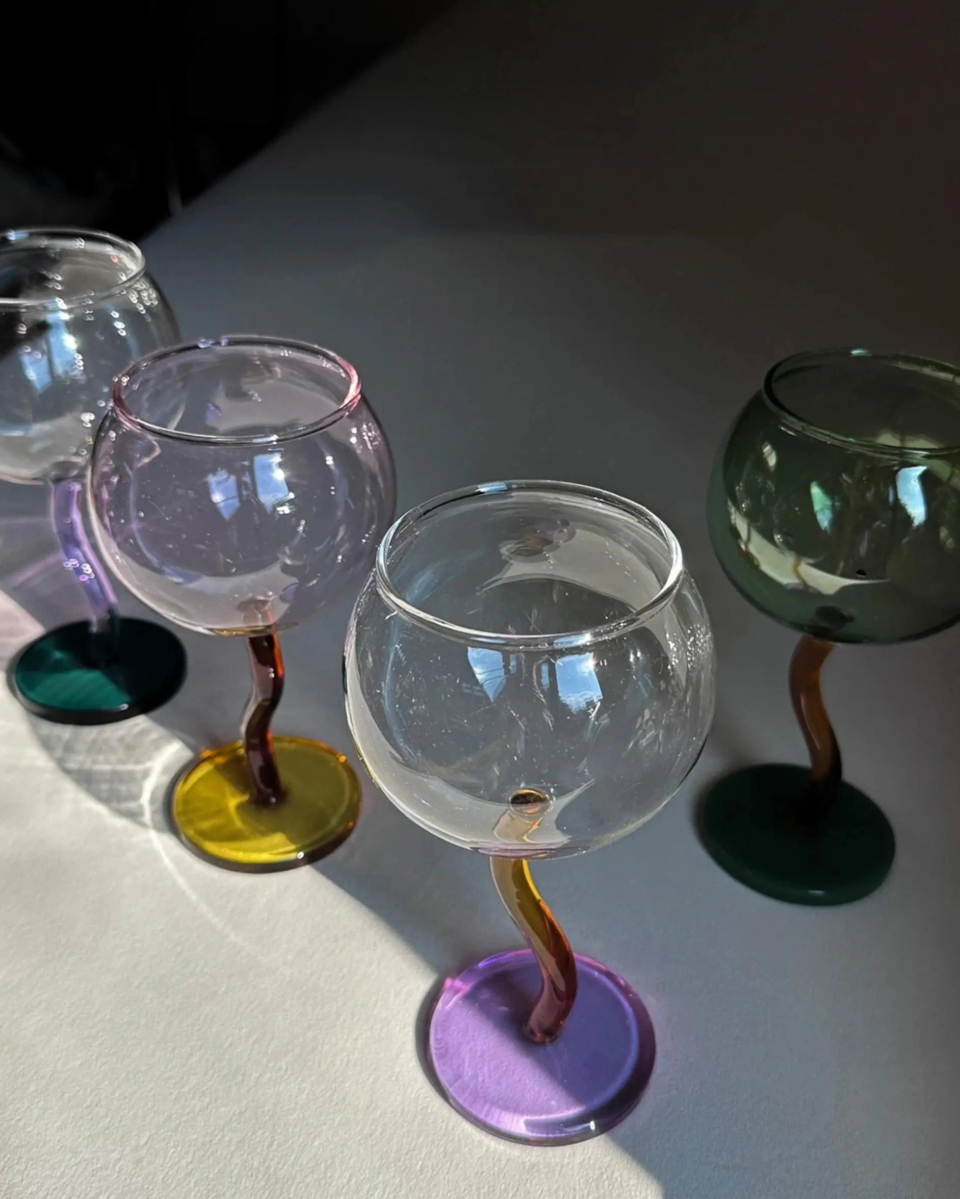 8 oz wine glasses with colored stems Colorful Stem Wine Glass Red Stem / Pink Base
