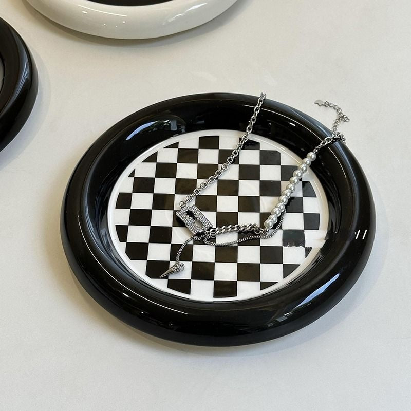 Ceramic Checkerboard Jewelry Plate