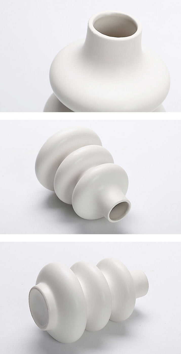White Ceramic Tiered Vase