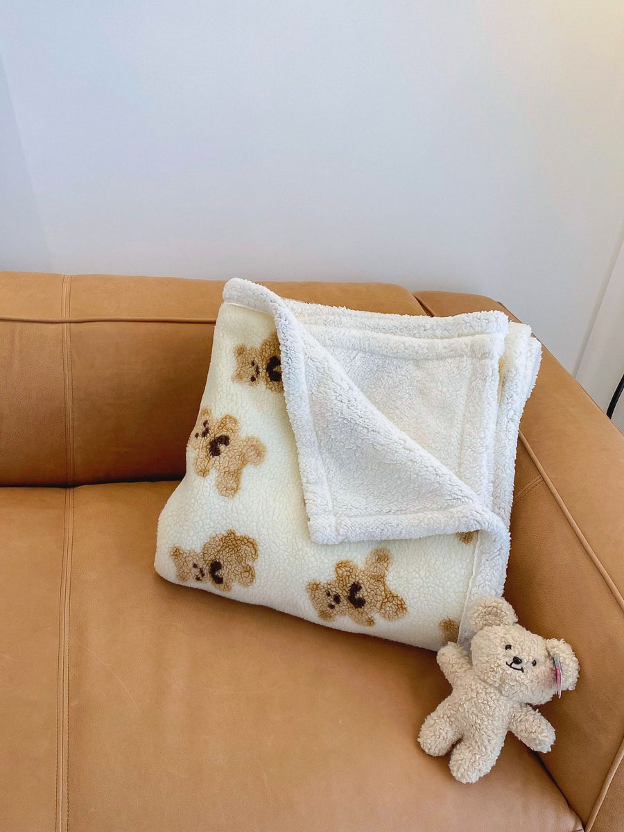 Fleece Knitted Teddy Blanket