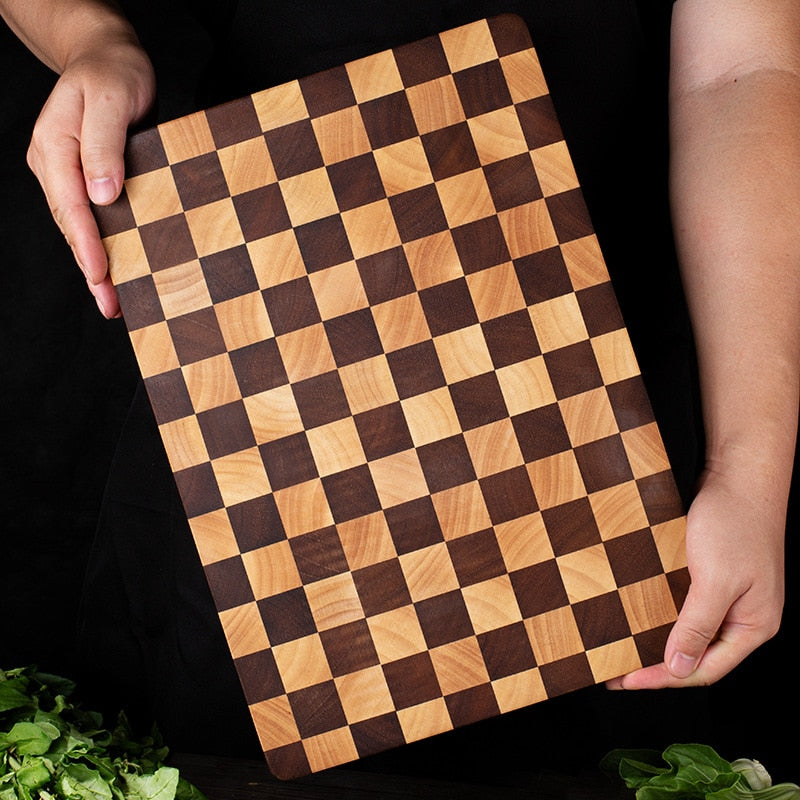 Swirly Checkered Wooden Cutting Board