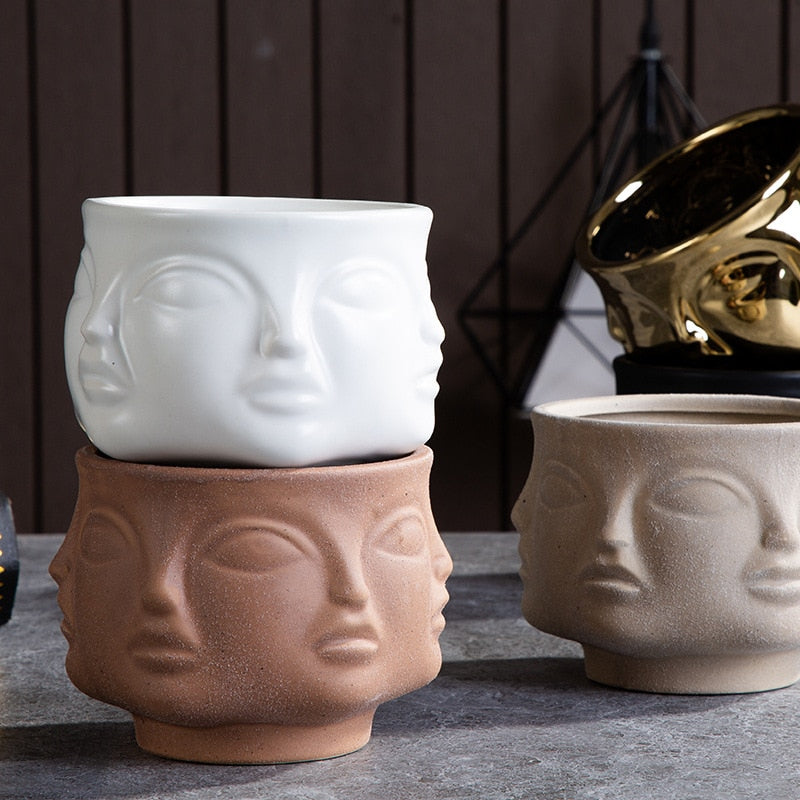 ceramic face flower pots Ceramic Face Planter
