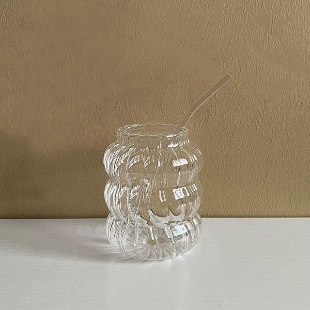 Ripple Water Glass - With Straw
