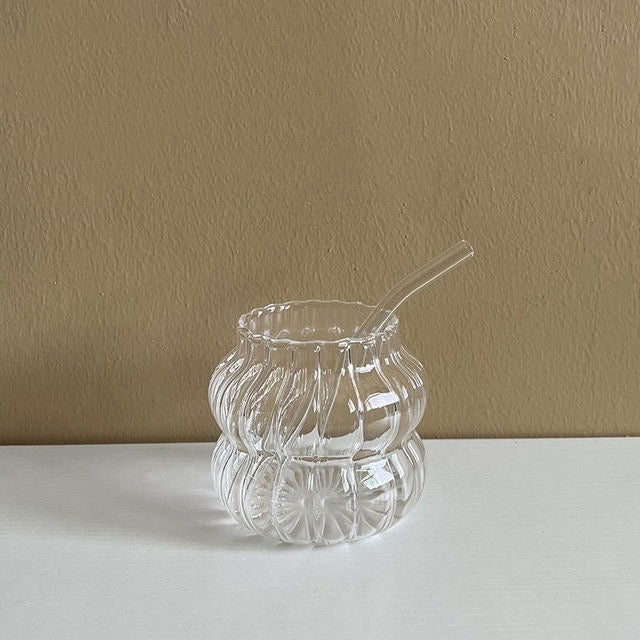 Ripple Water Glass - With Straw