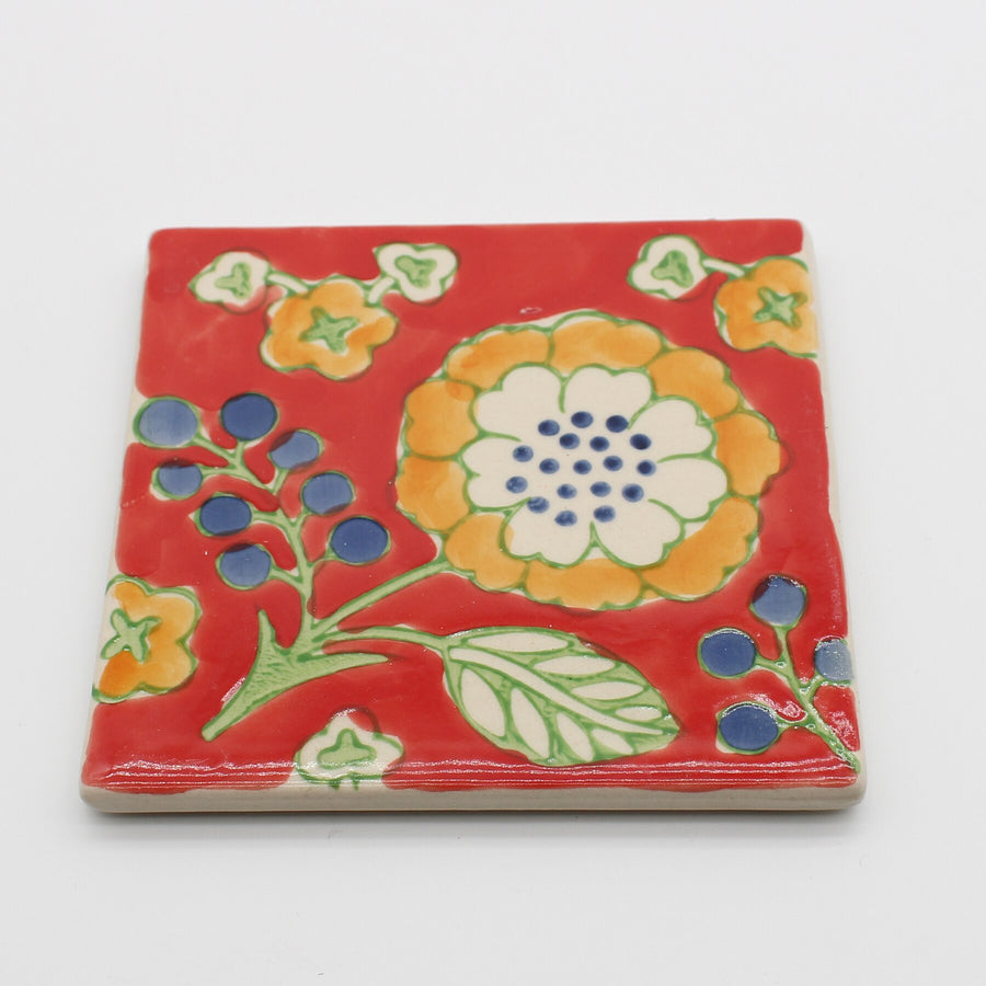 Ceramic Floral Tile Coasters