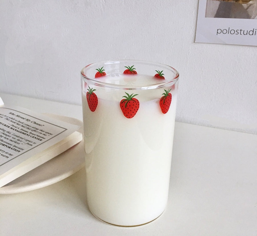 Strawberry Glass With Straw