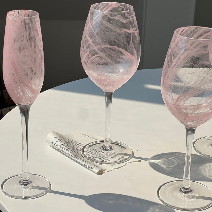 Vintage Pink Wine Glass