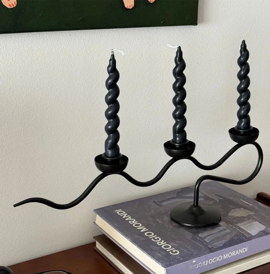 Wrought Iron Wavy Candle Holder