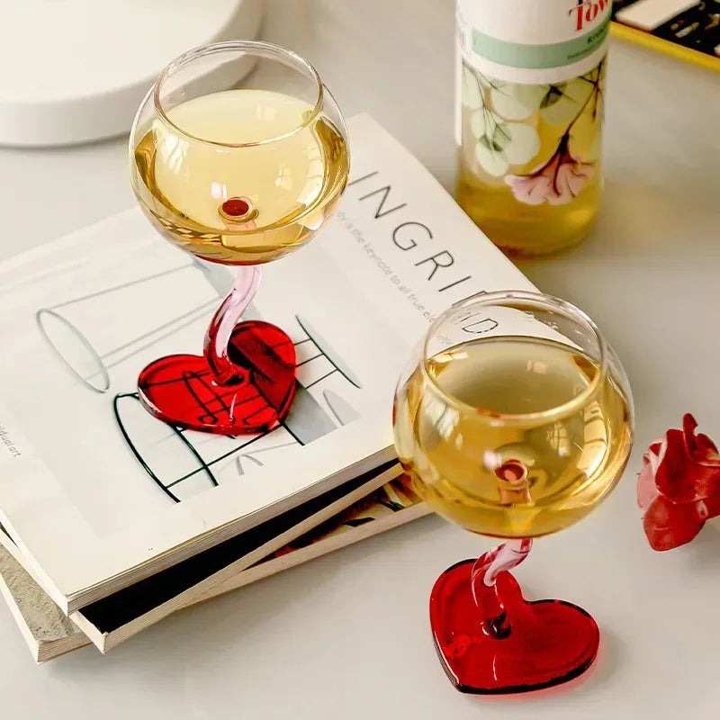 Red Heart Wine Glasses