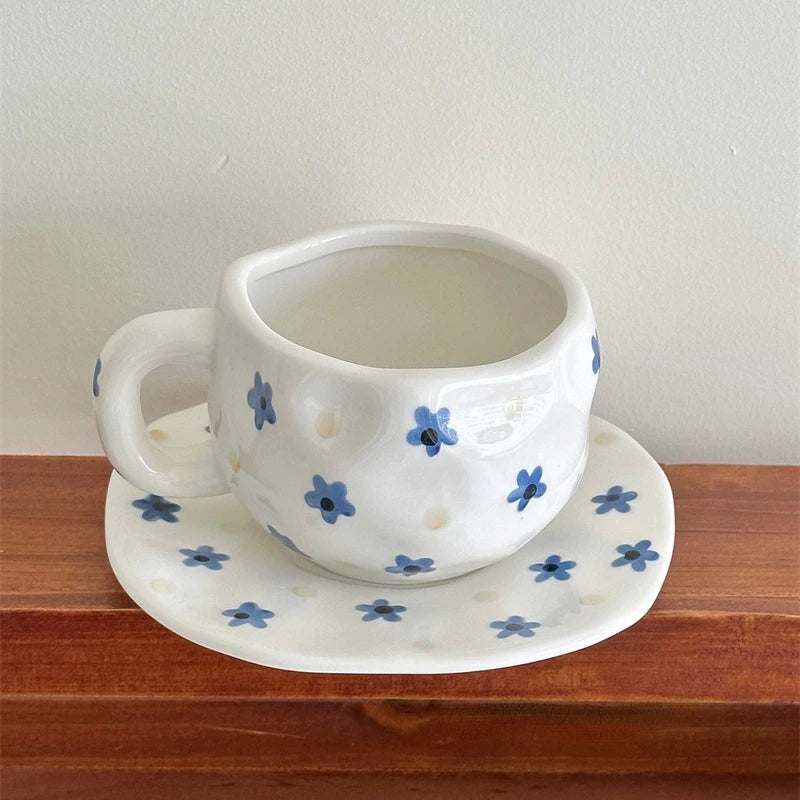 Blue Flower Ceramic Coffee Cup