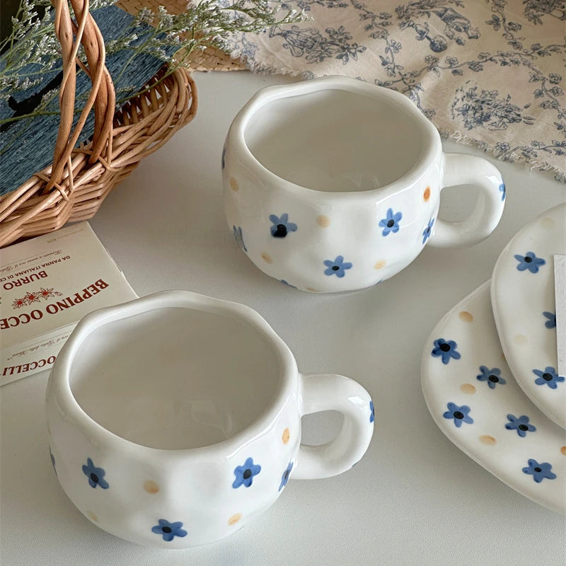 Blue Flower Ceramic Coffee Cup