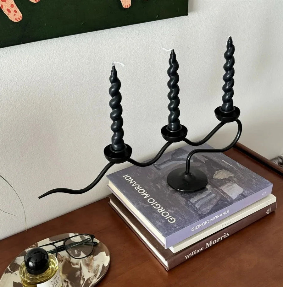 Wrought Iron Wavy Candle Holder