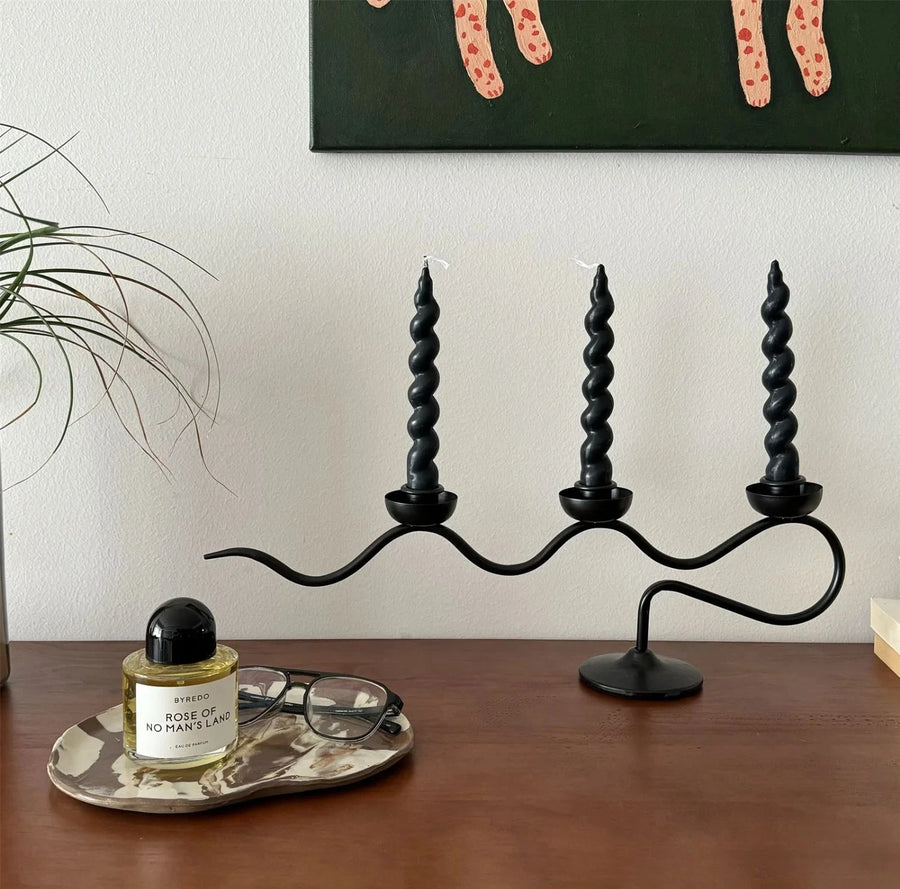 Wrought Iron Wavy Candle Holder