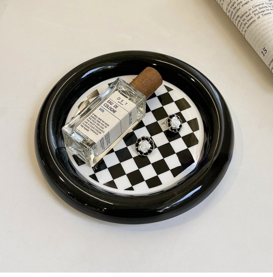 Ceramic Checkerboard Jewelry Plate