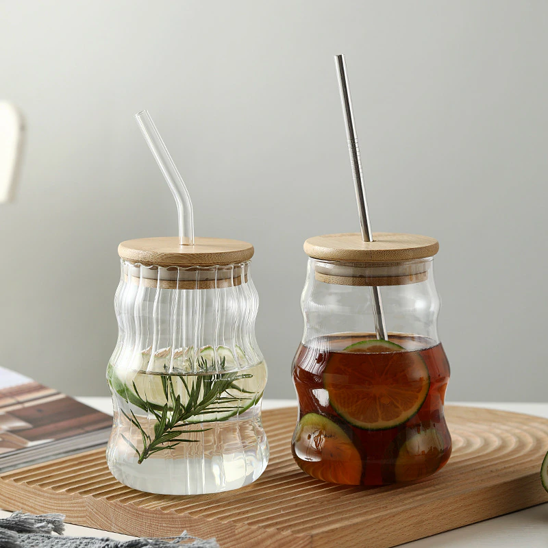 Glass Tumbler With Straw and Lid