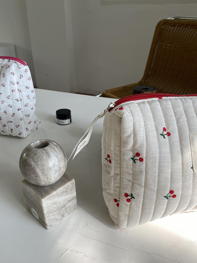 Floral Quilted Cosmetic Bag