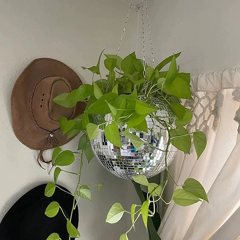 mirror ball plant pot Disco Ball Hanging Planter 20CM