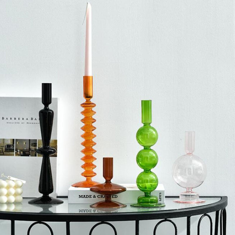 Sculptural Glass Vase Orange/Black