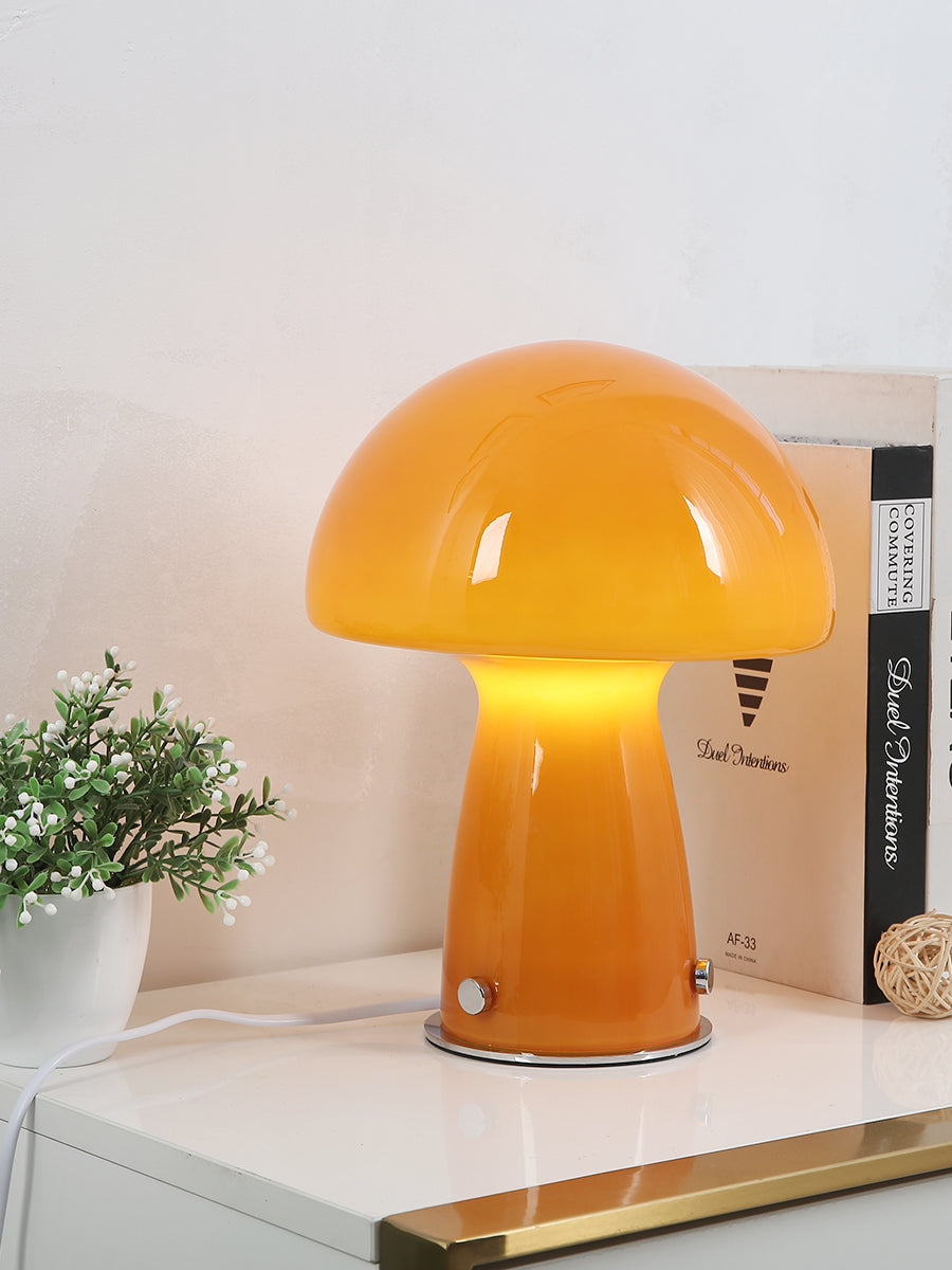Danish Glass Mushroom Table Lamp