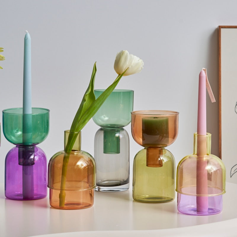 Colorful Glass Candle Holder