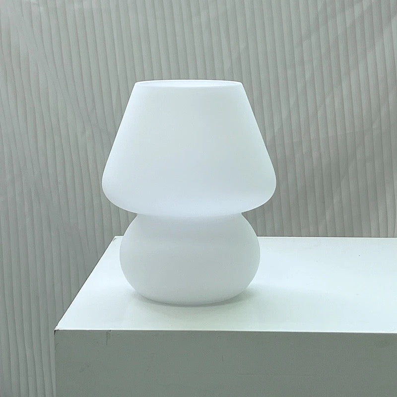 Glass Mushroom Table Lamp, White