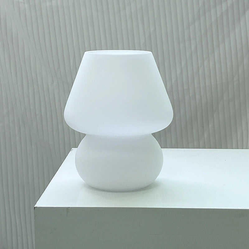 Glass Mushroom Table Lamp Matte White