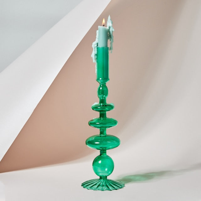 Retro Glass Candlestick Holder