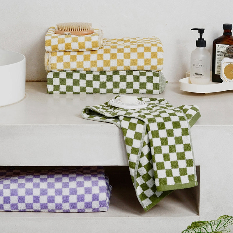 2pcs Checkered Hand Towels - Simple, Elegant, Soft, High